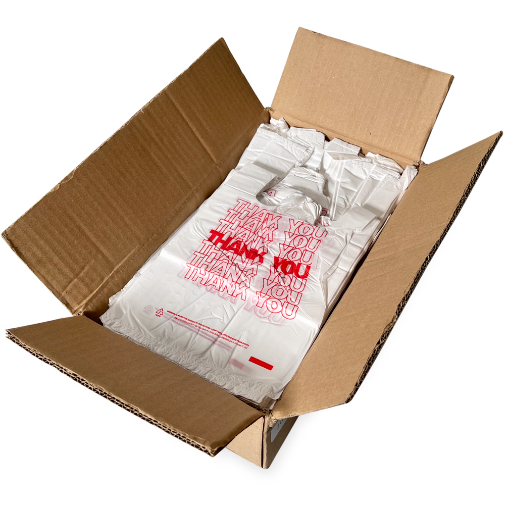Case of 6 x 3 x 12 Thank You Shopping Bags 0.65 Mil