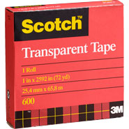 3M .5 inch  600 Scotch Single Roll Premium Transparent Film Tape Clear
