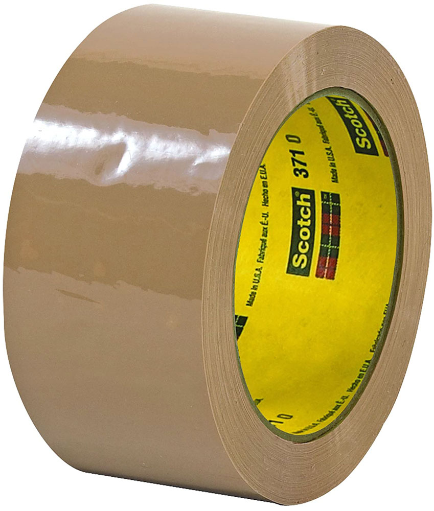 3M 371 2 x 55 yds 1.9 mil Hot Melt Box Sealing Tape