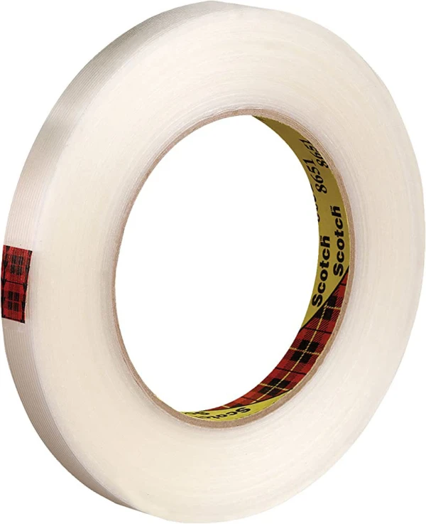 3M 8651 12 mm x 55 m Scotch Reinforced Strapping Tape - 5.6 Mil 3M 8651 .5 x 60 yd 5.6 mil Scotch Reinforced Strapping Tape
