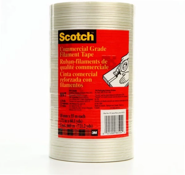 3M 897 18 mm x 55 m Scotch Filament Tape - 6 Mil 3M 897 18 mm x 55 m Scotch Filament Tape - 6 Mil