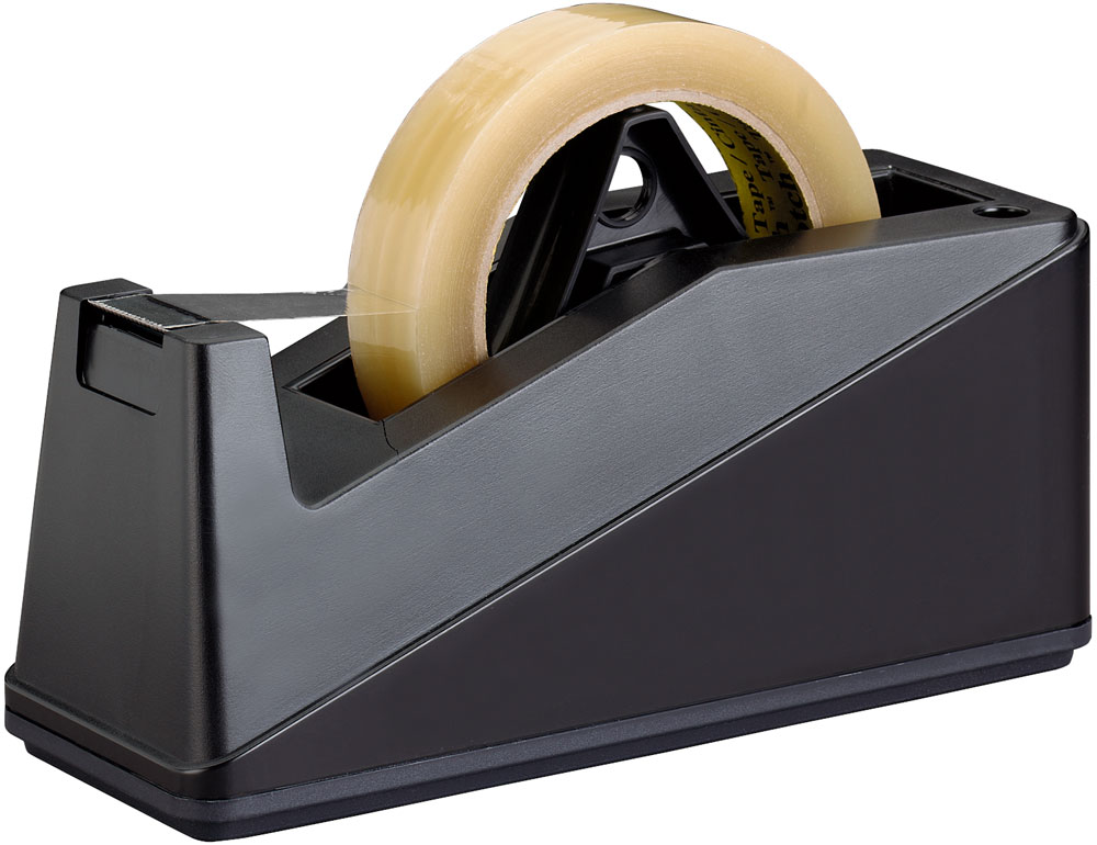 Heavy-Duty Weighted Desktop Tape Dispenser, 3 Core, Plastic