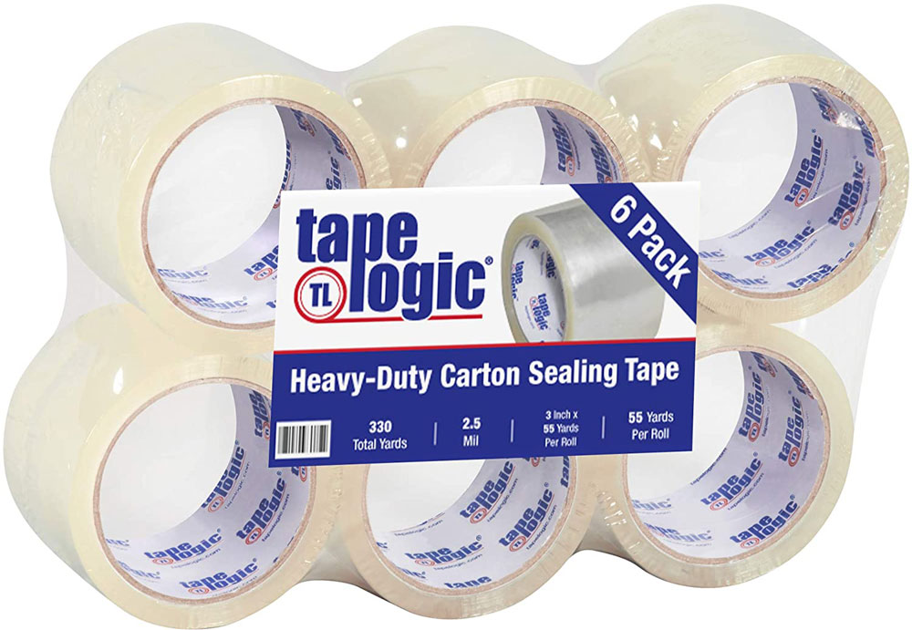 Hot Melt 2.5 mil 3 x 55 yds Clear Tape Logic Carton Sealing Tape 6 Roll Case Heat Shrunk
