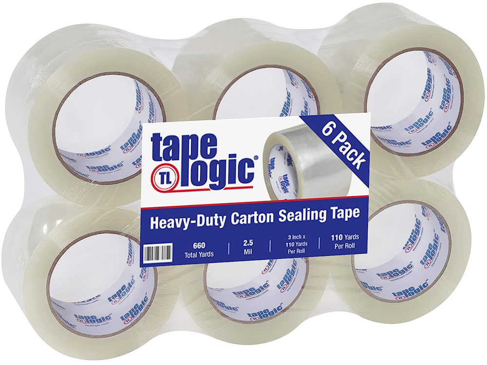 Clear Hot Melt 2.5 mil 3 x 110 Clear Tape Logic Carton Sealing Tape 6 pack