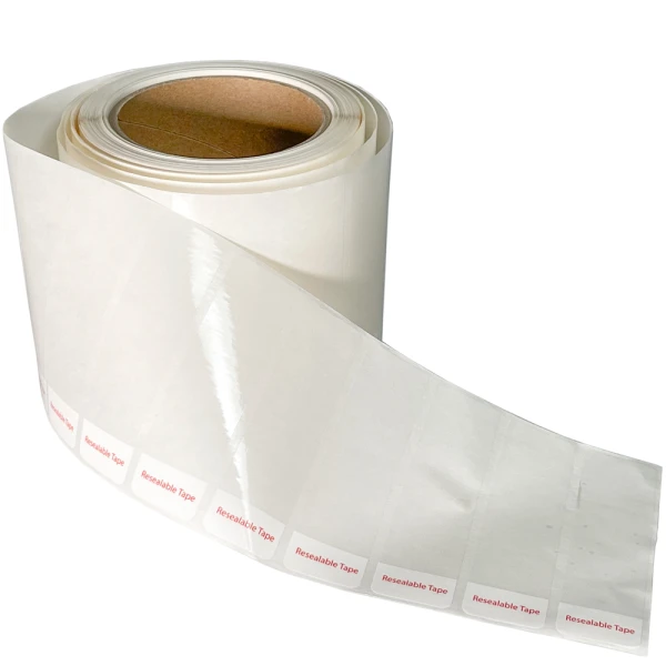 Resealable Tape Strips for Laminated Packaging Resealable Tape Strips on a Roll for Stand Up Pouches