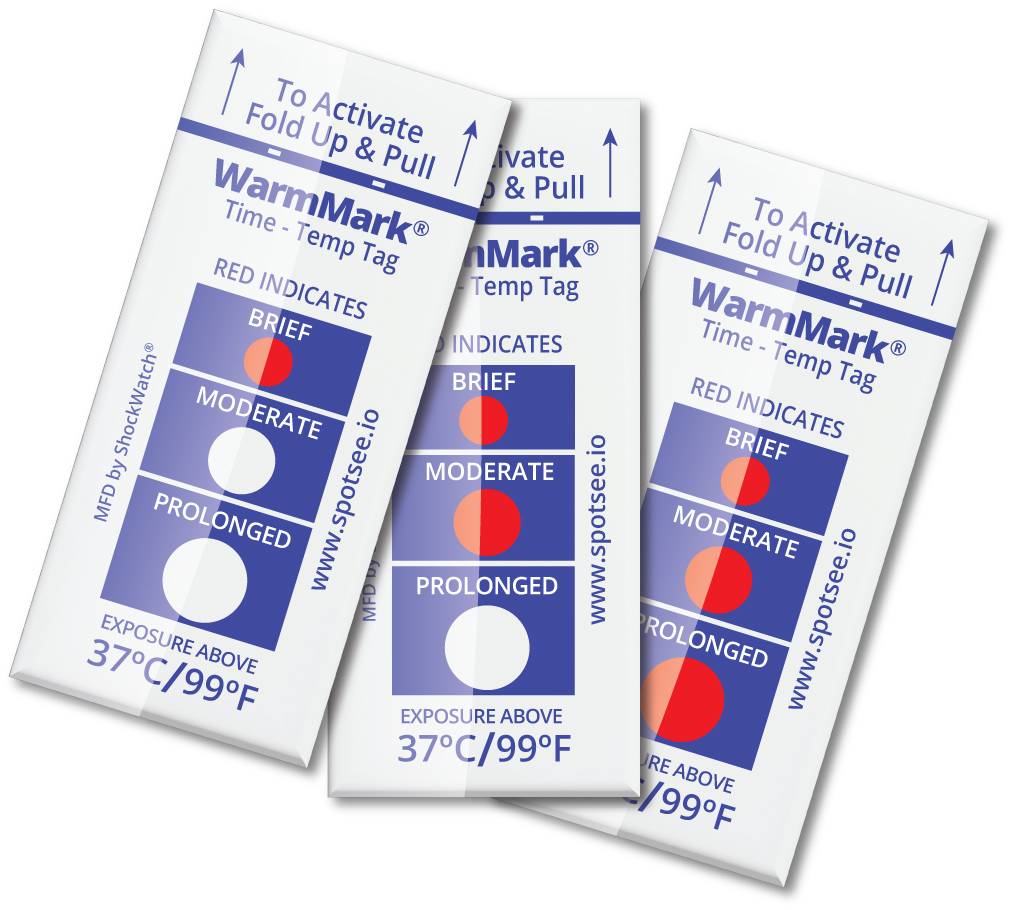 WarmMark Temperature Indicator Exposed to temperatures above 37C / 99F and indicated with red dots