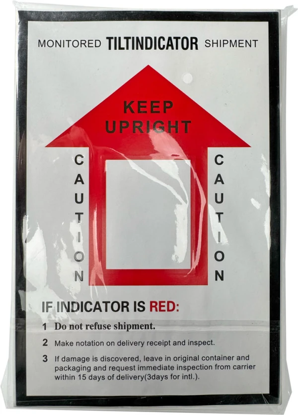 Tilt Indicator Companion Label Flat Packed Case in Resealable Bag Case in Resealable Bag of Tilt Indicator Companion Label Flat Packed