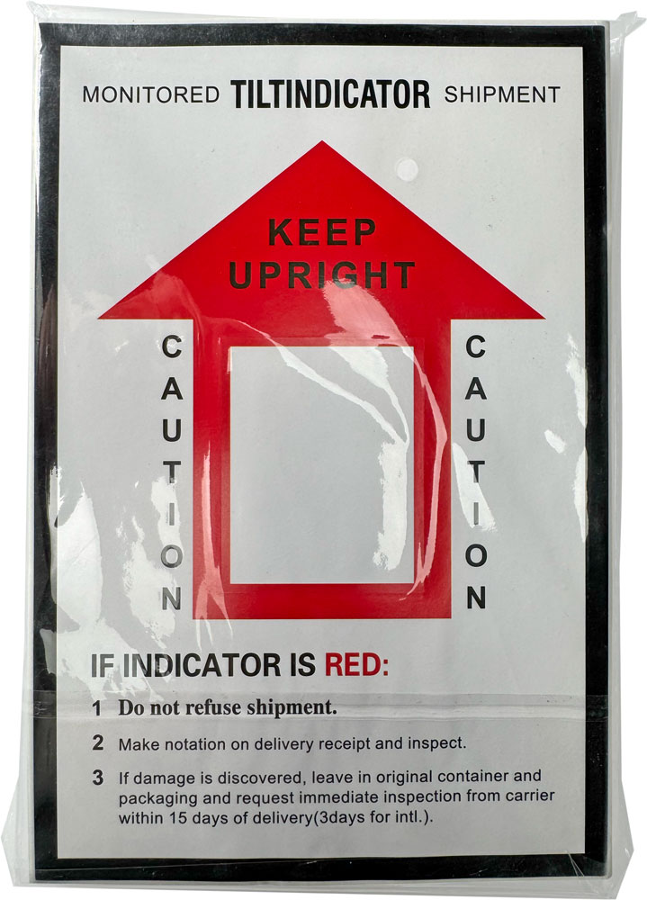 Case in Resealable Bag of Tilt Indicator Companion Label Flat Packed
