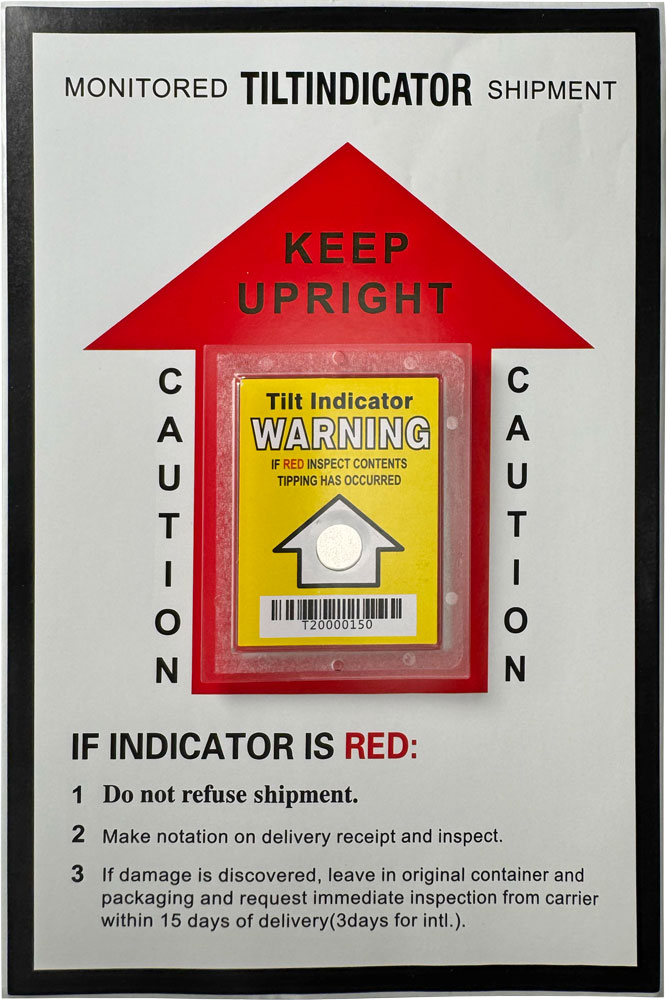Tilt Indicator Companion Label Flat Packed with 80 Degree Tilt Indicator