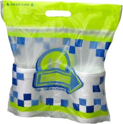 14" x 14" + 2.5" + 3.5" Fast Take Printed Tamper Evident 2 Beverage Carrier Bag