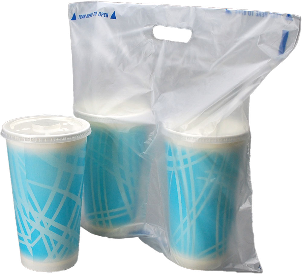 14 x 14 + 2.5 + 3.5 Fast Take Tamper Evident 2 Beverage Carrier Bag
