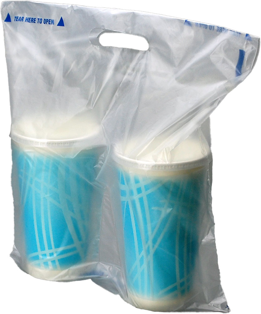 14 x 14 + 2.5 + 3.5 Fast Take Tamper Evident 2 Beverage Carrier Bag