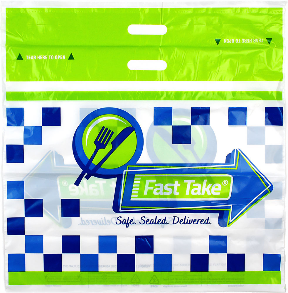 21 x 18 + 10 + 3.5 Fast Take Printed Tamper Evident Carry Out Bags
