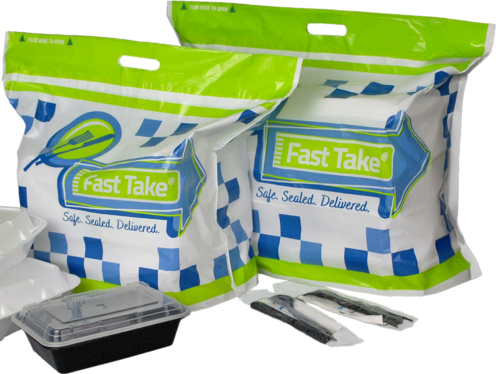 21 x 18 + 10 + 3.5 Fast Take Printed Tamper Evident Carry Out Bags