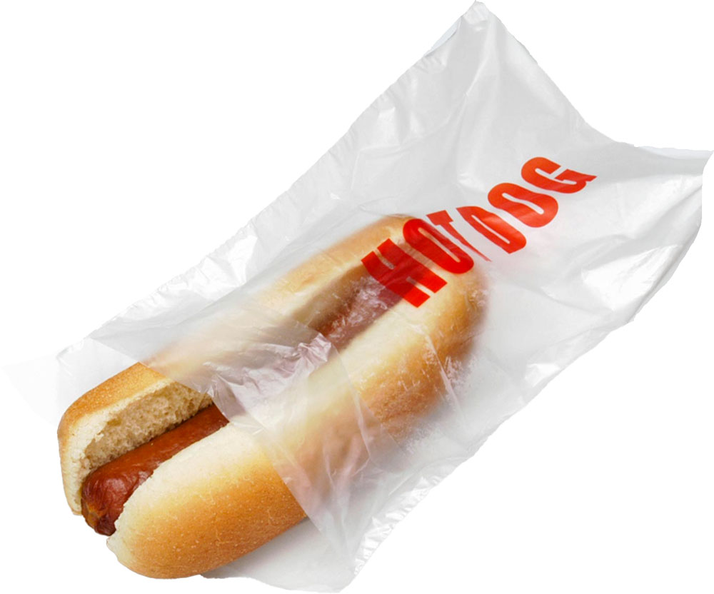 5.25 x 8 + 1.5 Saddle Pack Printed Hot Dog Bags