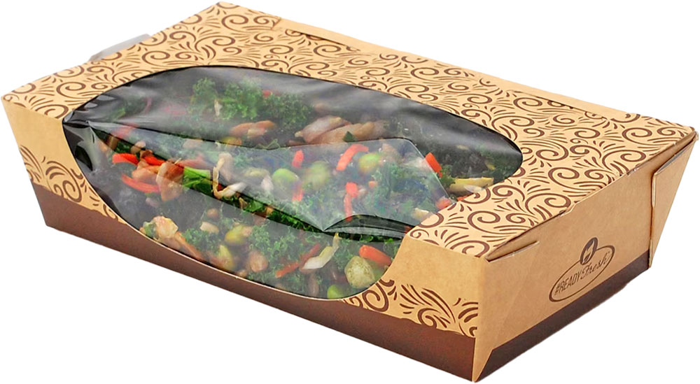 7 x 7.9 x 2 #ReadyFresh Kraft Tuck-Top To Go Container with Side Window