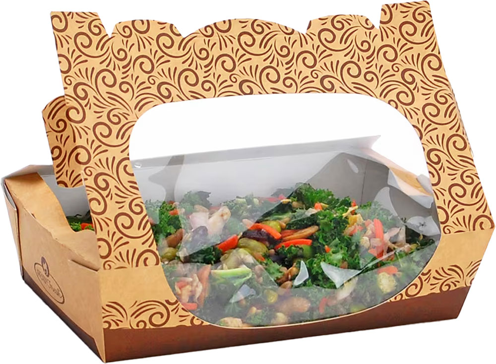 7 x 7.9 x 2 #ReadyFresh Kraft Tuck-Top To Go Container with Side Window