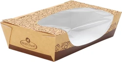 7" x 7.9" x 2" #ReadyFresh Kraft Tuck-Top To Go Container with Side Window