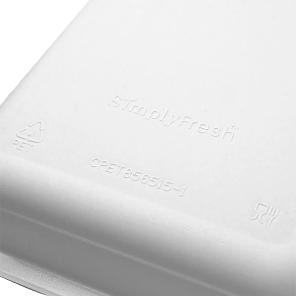 8.5 x 6.5 x 1.5 White SimplyFresh CPET 1 Compartment Food Tray 8.5 x 6.5 x 1.5 White SimplyFresh CPET 1 Compartment Food Tray