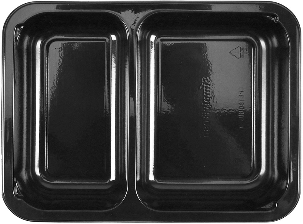 8.5 x 6.5 x 1.5 Black SimplyFresh CPET 2 Compartment Food Tray