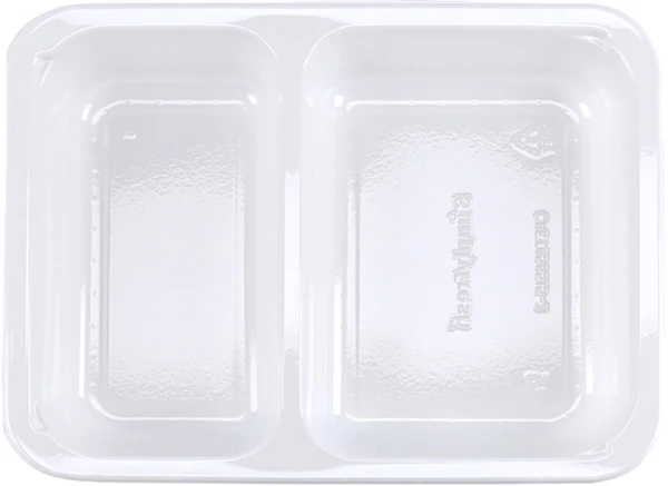 8.5 x 6.5 x 1.5 White SimplyFresh CPET 2 Compartment Food Tray 8.5 x 6.5 x 1.5 White SimplyFresh CPET 2 Compartment Food Tray