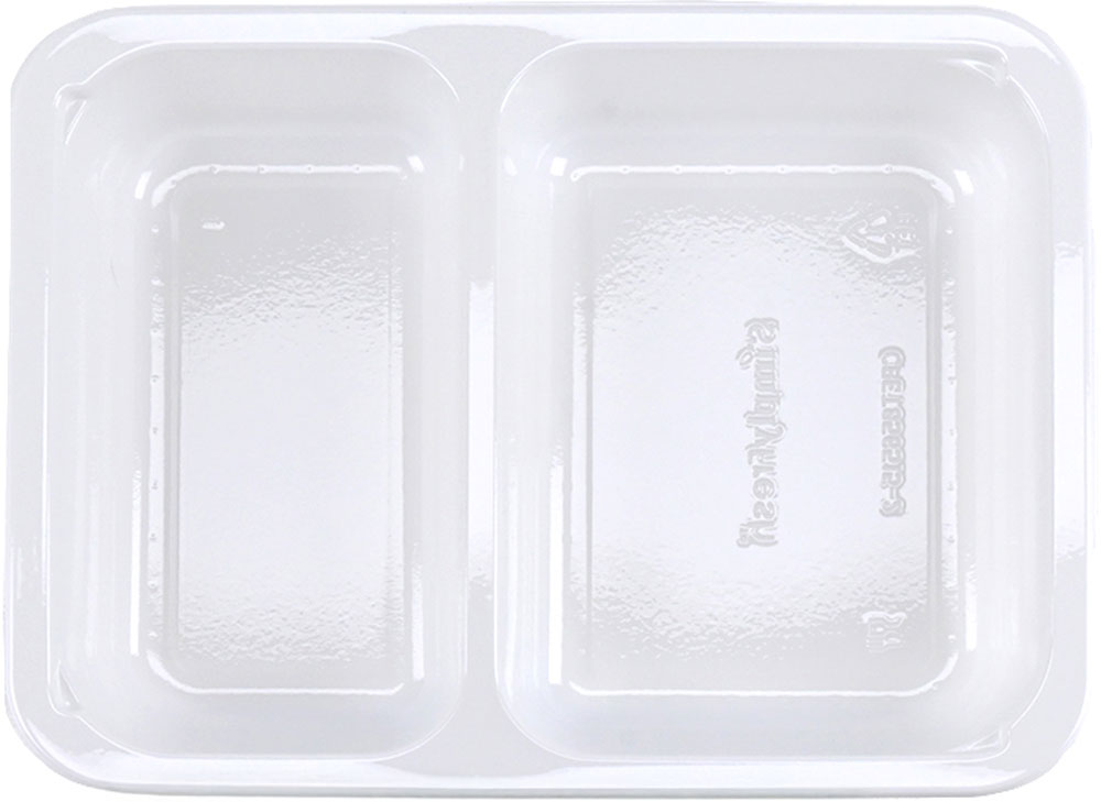8.5 x 6.5 x 1.5 White SimplyFresh CPET 2 Compartment Food Tray