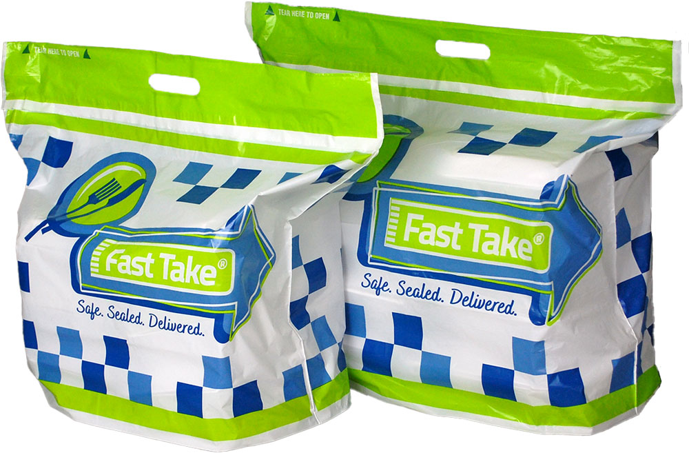Fast Take Printed Tamper Evident Carry Out Bag