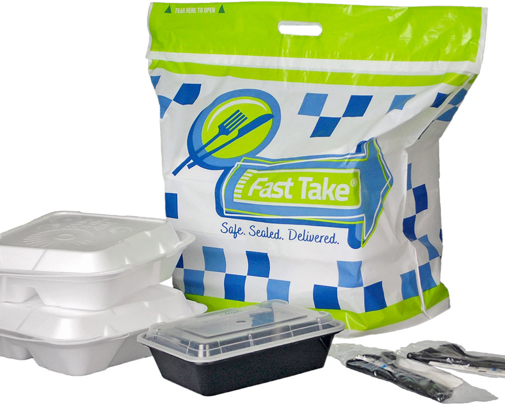 21 x 18 + 10 + 3.5 Fast Take Printed Tamper Evident Carry Out Bags