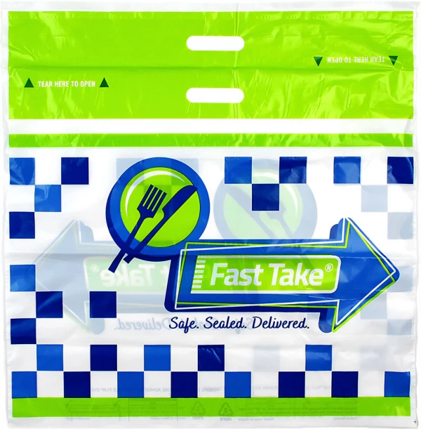 Fast Take Printed Tamper Evident Carry Out Bag