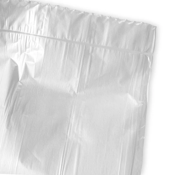12-16 Gallon High Density Can Liners - 6 Micron - 1000 per case Bottom Seal and Perforation Close up of 12-16 Gallon High Density Can Liners - 6 Micron - 1000 per case Bottom Seal and Perforation