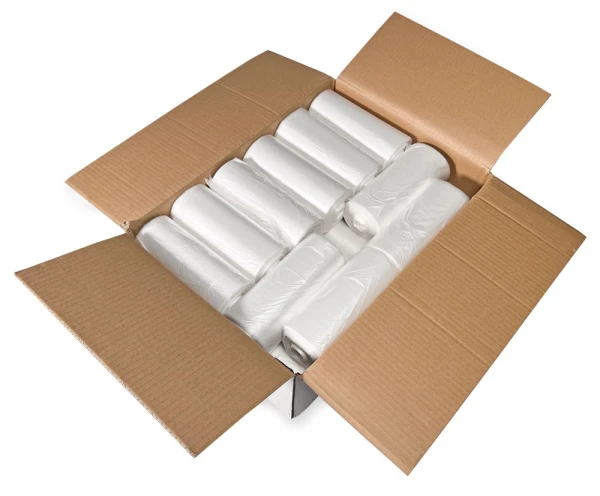 12-16 Gallon High Density Can Liners - 8 Micron Case Case of 12-16 Gallon Natural High Density Garbage Can Liners 24 x 33