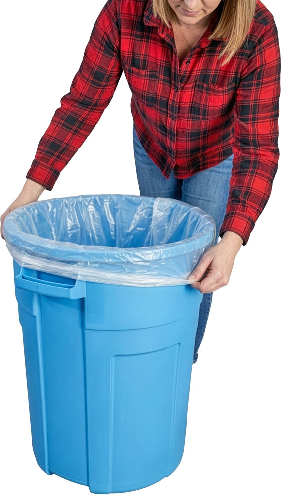 20-30 Gallon Clear Post Consumer Recycled Trash Liners - 30 x 36 1.1 Mil in 20 Gallon Trash Can 30x36 1.1 Mil Second Chance Trash Liners in 20 Gallon Trash Can