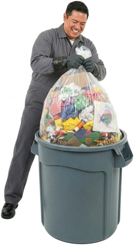 30x36 1.1 Mil  Second Chance Trash Liners in 30 Gallon Trash Can