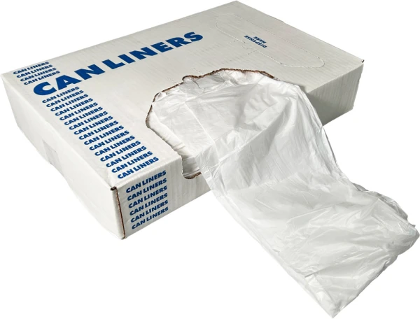 20-30 Gallon Regular Duty Trash Bags - 0.65 Mil Front Dispensing Opening Front Dispensing Opening of 20-30 Gallon Clear Regular Duty Garbage Bags 30 x 36