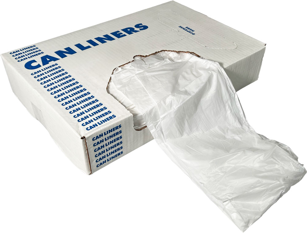 Front Dispensing Opening of 20-30 Gallon Clear Regular Duty Garbage Bags 30 x 36