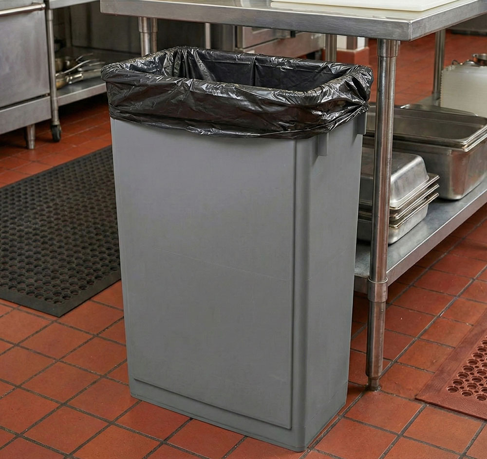 33 x 39 1.5 Mil  Second Chance Trash Liners in Commercial Kitchen