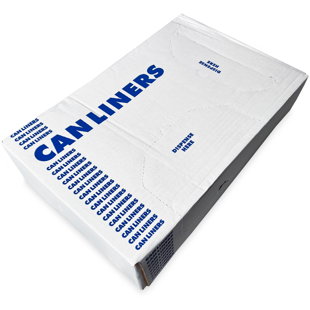 Dispenser Box of 40-45 Gallon Black Repro Trash Bags - 2 Mil