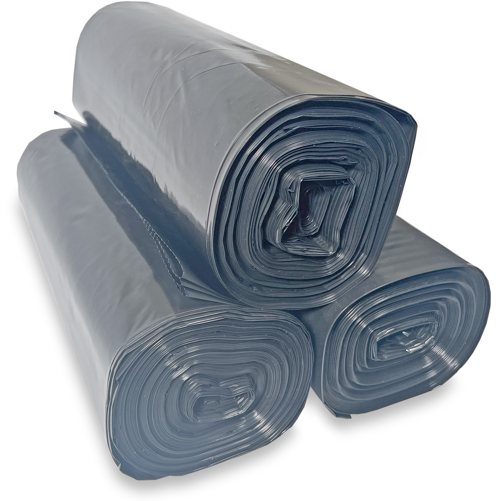 Coreless Rolls of 40-45 Gallon Black Repro Garbage Bags 40 x 46