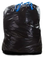 44 Gallon Black Drawstring Trash Bags - 1.2 Mil in Trashcan