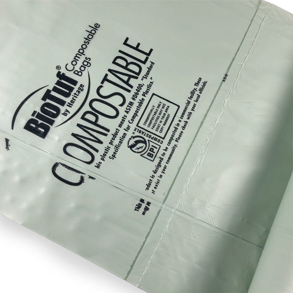 Close up of 48 Gallon Eco Friendly Trash Bags Perforation at Bottom of Bag