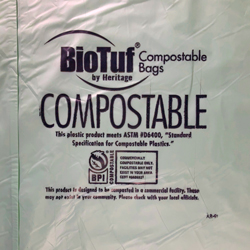Close up of 48 Gallon Eco Friendly Trash Bags Print on Bag