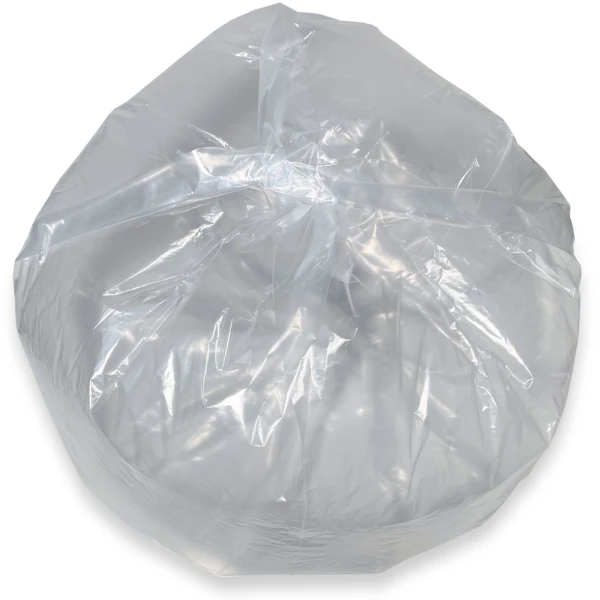 56 Gallon Heavy Duty Trash Bags 1.1 Mil - 100 Bags per case Star Sealed Bottom Star Sealed Bottom of 56 Gallon Clear Heavy Duty Garbage Bags 43 x 47