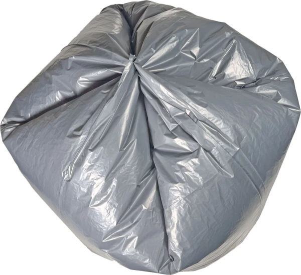 60 Gallon Heavy Duty Trash Bags - 1.1 Mil - 100/roll Star Sealed Bottom Star Sealed Bottom of 60 Gallon Gray Heavy Duty Garbage Bags 38 x 58