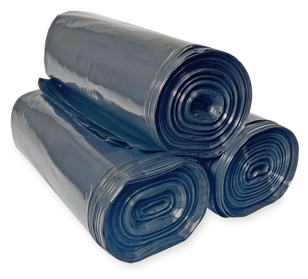 Rolls of 60 Gallon Black Repro Garbage Bags 38 x 58