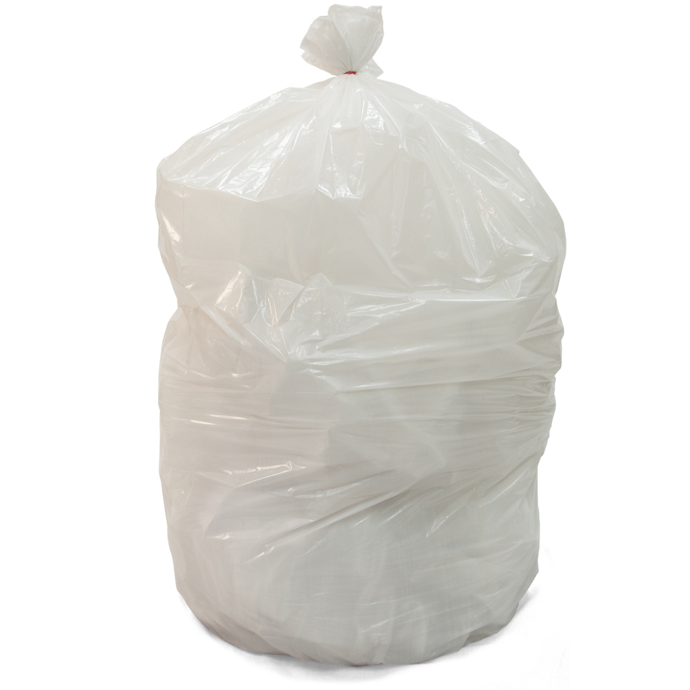 60 Gallon White Heavy Duty Trash Bags 0.9 Mil