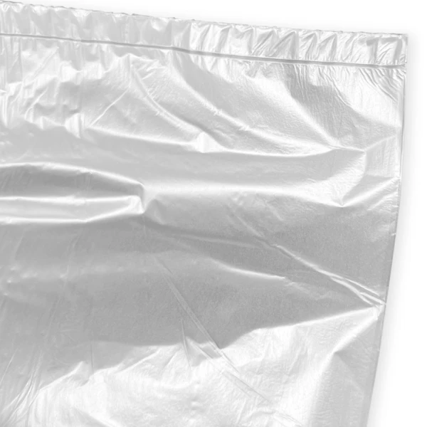 8-10 Gallon High Density Can Liners - 6 Micron - 1000/case Bottom Seal and Perforation Close up of 8-10 Gallon High Density Can Liners - 6 Micron - 1000/case Bottom Seal and Perforation