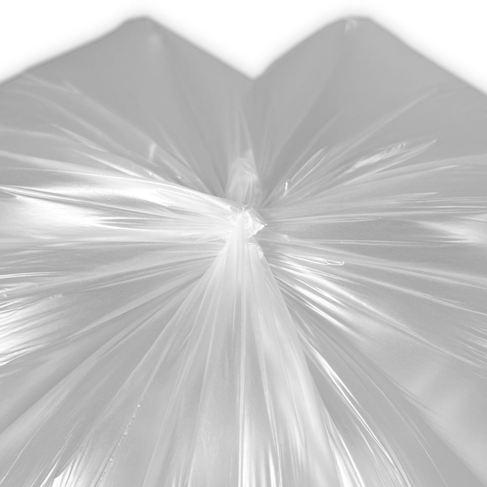 Close up of 8-10 Gallon High Density Can Liners - 6 Micron - 1000/case Bottom Star Seal