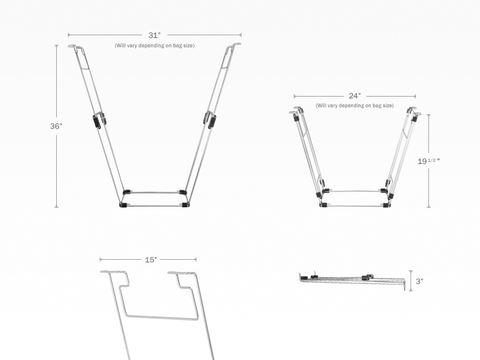Adjustable Bag Buddy Dimensions Adjustable Bag Buddy Dimensions