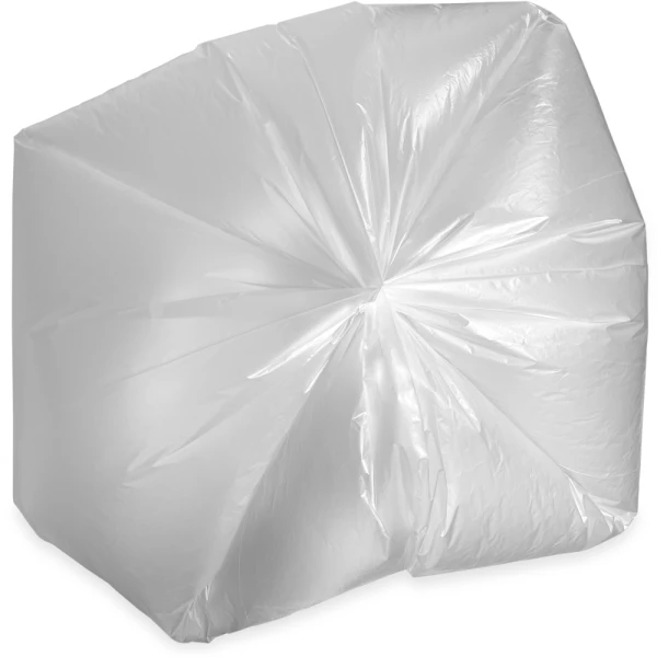 20-30 Gallon High Density Can Liners - 10 Micron Star Seal Bottom Close up of Bottom Star Sealed Bottom of 20-30 Gallon Natural High Density Garbage Can Liners 30 x 37