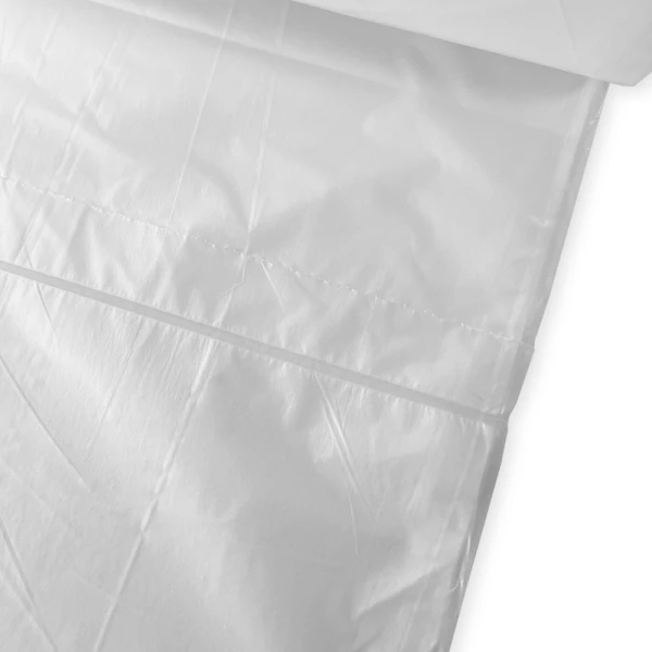 20-30 Gallon High Density Can Liners - 10 Micron Bottom Seal and Perforation Bottom Seal of 20-30 Gallon Natural High Density Garbage Can Liners 30 x 37